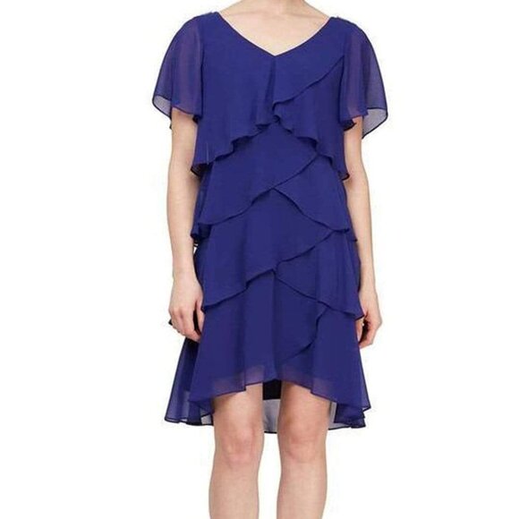 NWT SLNY 9170650 Homecoming Dress Chiffon Iris Size 10 - Picture 1 of 5